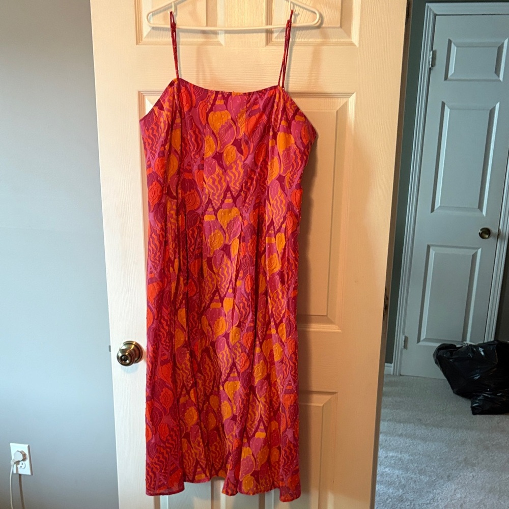 FARM Rio Pink and Orange Midi Dress